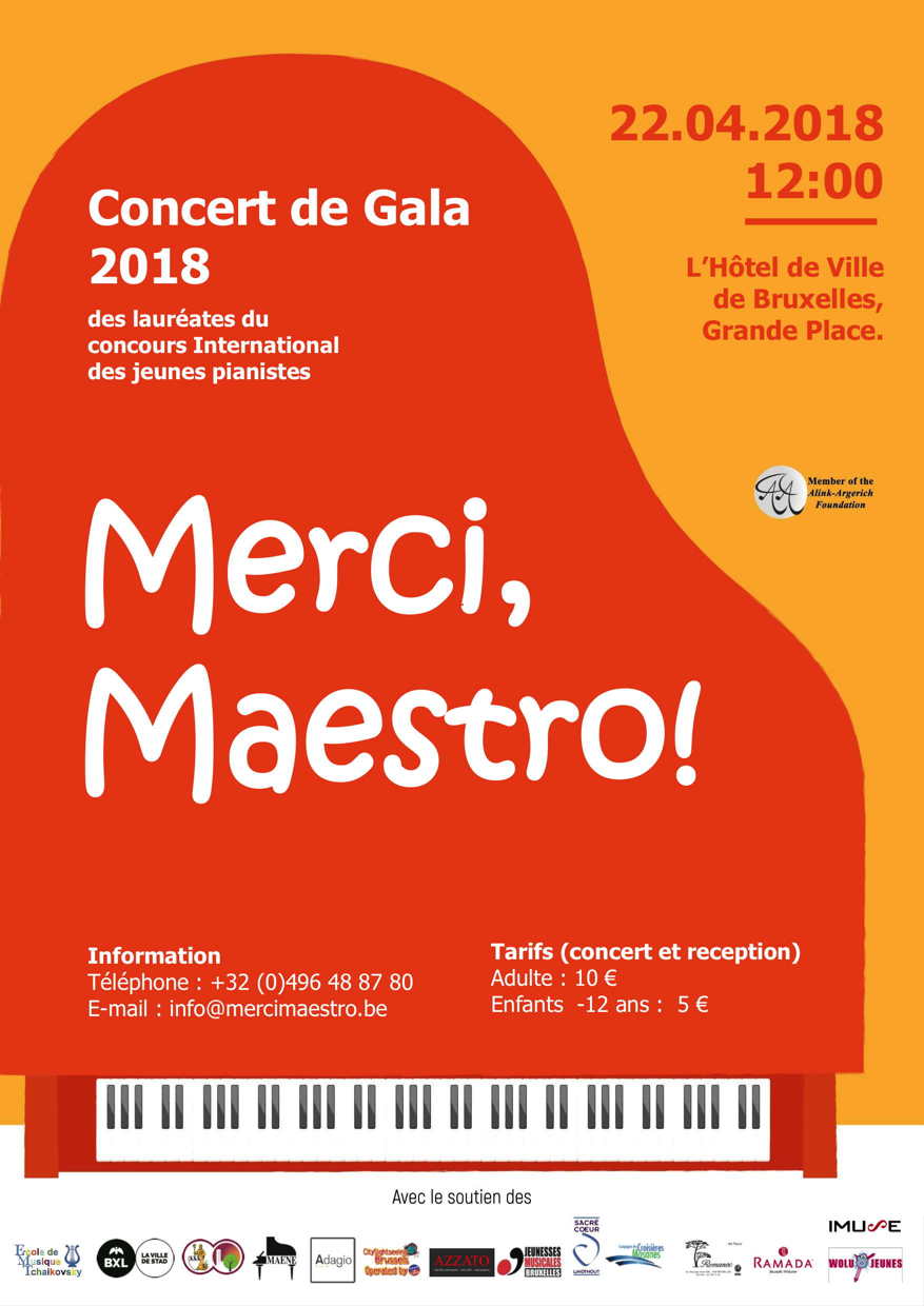 Affiche. Bruxelles. Concert de gala 2018. Merci Maestro. 2018-04-22
